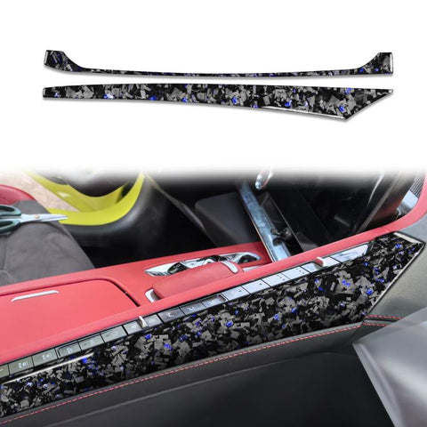 2pcs/Set Forged Gold Foil Carbon Fiber Car Center Console Side Decorative Sticker for Chevrolet Corvette C8 2020-, Left Driver, Center Console Side, Left Driver