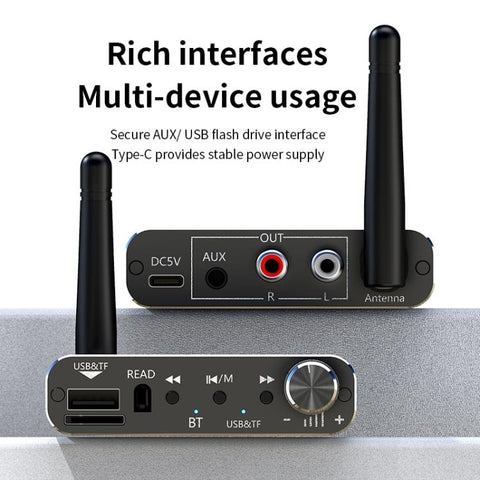 Portable Bluetooth Receiver Audio AUX Adapter Supports USB Disk, TF Card With Remote Control, D19