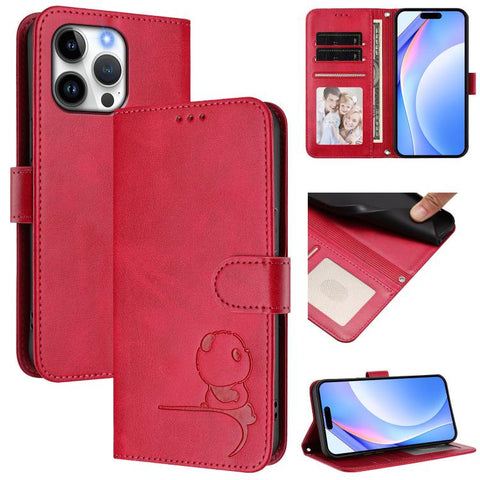Litter Panda Embossing RFID Leather Phone Case with Lanyard, For iPhone 18 Pro / 17 Pro, For iPhone 18 Pro Max / 17 Pro Max, For iPhone 17e / 16e, For iPhone 17, For iPhone Air, For iPhone 16 Pro Max, For iPhone 16 Pro, For iPhone 16 Plus