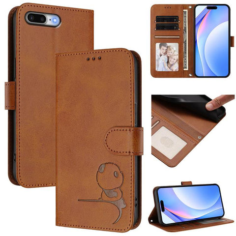 Litter Panda Embossing RFID Leather Phone Case with Lanyard, For iPhone 11 Pro Max, For iPhone 11, For iPhone 11 Pro, For iPhone X / XS, For iPhone XR, For iPhone XS Max, For iPhone 8 Plus / 7 Plus