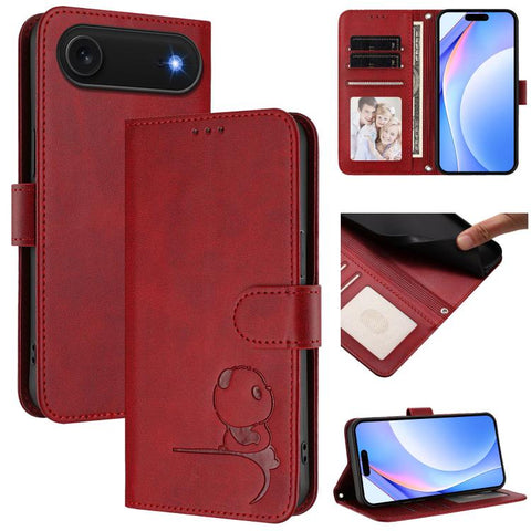 Litter Panda Embossing RFID Leather Phone Case with Lanyard, For iPhone 18 Pro / 17 Pro, For iPhone 18 Pro Max / 17 Pro Max, For iPhone 17e / 16e, For iPhone 17, For iPhone Air, For iPhone 16 Pro Max, For iPhone 16 Pro, For iPhone 16 Plus
