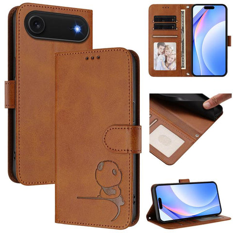 Litter Panda Embossing RFID Leather Phone Case with Lanyard, For iPhone 18 Pro / 17 Pro, For iPhone 18 Pro Max / 17 Pro Max, For iPhone 17e / 16e, For iPhone 17, For iPhone Air, For iPhone 16 Pro Max, For iPhone 16 Pro, For iPhone 16 Plus