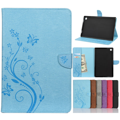 Butterfly Flower Embossing Pattern Horizontal Flip Leather Case with Holder & Card Slots & Wallet, For Samsung Galaxy Tab A7 10.4 (2020), For Samsung Galaxy Tab A 8.4 (2020), For Samsung Galaxy Tab S8 / Galaxy Tab S7, For Samsung Galaxy Tab S6
