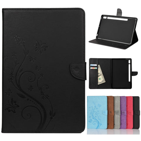 Butterfly Flower Embossing Pattern Horizontal Flip Leather Case with Holder & Card Slots & Wallet, For Samsung Galaxy Tab A7 10.4 (2020), For Samsung Galaxy Tab A 8.4 (2020), For Samsung Galaxy Tab S8 / Galaxy Tab S7, For Samsung Galaxy Tab S6
