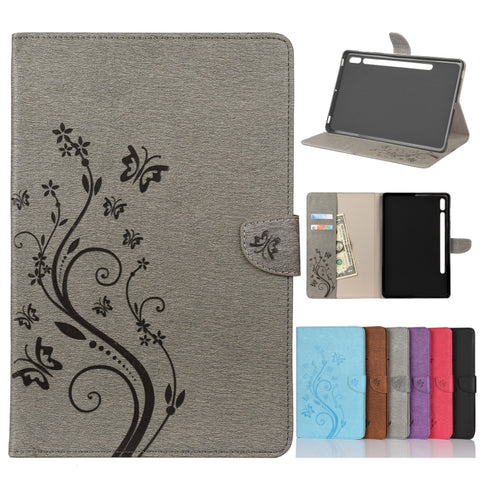 Butterfly Flower Embossing Pattern Horizontal Flip Leather Case with Holder & Card Slots & Wallet, For Samsung Galaxy Tab A7 10.4 (2020), For Samsung Galaxy Tab A 8.4 (2020), For Samsung Galaxy Tab S8 / Galaxy Tab S7, For Samsung Galaxy Tab S6