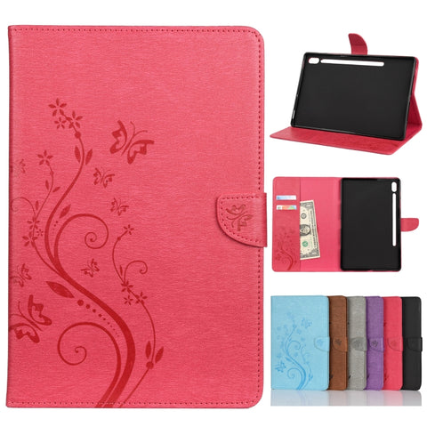 Butterfly Flower Embossing Pattern Horizontal Flip Leather Case with Holder & Card Slots & Wallet, For Samsung Galaxy Tab A7 10.4 (2020), For Samsung Galaxy Tab A 8.4 (2020), For Samsung Galaxy Tab S8 / Galaxy Tab S7, For Samsung Galaxy Tab S6