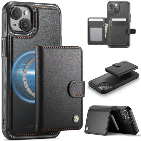 JEEHOOD J09 Buckle Card Bag MagSafe Magnetic Style RFID Leather Phone Case, For iPhone SE 2022 / SE 2020 / 8 / 7, For iPhone 13 Pro Max, For iPhone 13 Pro, For iPhone 13, For iPhone 12 / 12 Pro, For iPhone 11 Pro Max, For iPhone 11, For iPhone 11 Pro