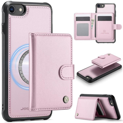 JEEHOOD J09 Buckle Card Bag MagSafe Magnetic Style RFID Leather Phone Case, For iPhone SE 2022 / SE 2020 / 8 / 7, For iPhone 13 Pro Max, For iPhone 13 Pro, For iPhone 13, For iPhone 12 / 12 Pro, For iPhone 11 Pro Max, For iPhone 11, For iPhone 11 Pro