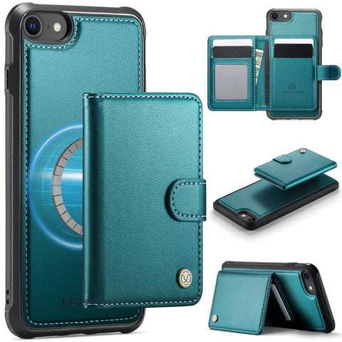 JEEHOOD J09 Buckle Card Bag MagSafe Magnetic Style RFID Leather Phone Case, For iPhone SE 2022 / SE 2020 / 8 / 7, For iPhone 13 Pro Max, For iPhone 13 Pro, For iPhone 13, For iPhone 12 / 12 Pro, For iPhone 11 Pro Max, For iPhone 11, For iPhone 11 Pro