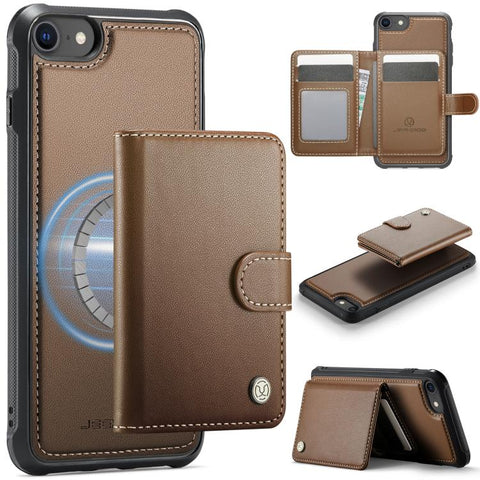 JEEHOOD J09 Buckle Card Bag MagSafe Magnetic Style RFID Leather Phone Case, For iPhone SE 2022 / SE 2020 / 8 / 7, For iPhone 13 Pro Max, For iPhone 13 Pro, For iPhone 13, For iPhone 12 / 12 Pro, For iPhone 11 Pro Max, For iPhone 11, For iPhone 11 Pro