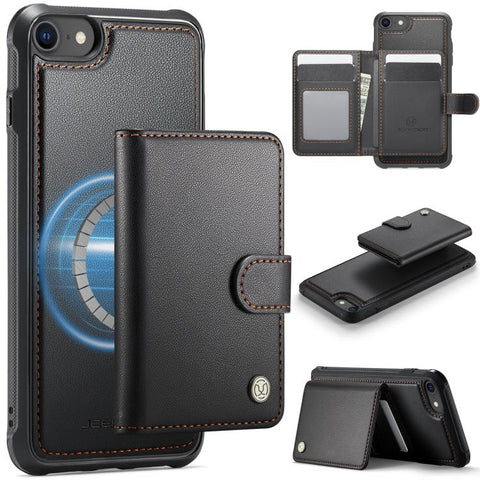 JEEHOOD J09 Buckle Card Bag MagSafe Magnetic Style RFID Leather Phone Case, For iPhone SE 2022 / SE 2020 / 8 / 7, For iPhone 13 Pro Max, For iPhone 13 Pro, For iPhone 13, For iPhone 12 / 12 Pro, For iPhone 11 Pro Max, For iPhone 11, For iPhone 11 Pro