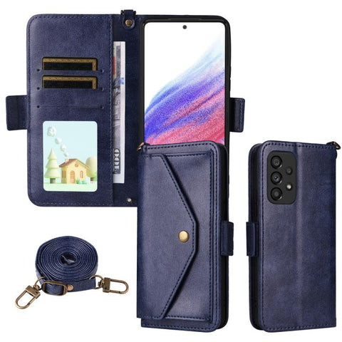 Multi-card Slots Crossbody Cowhide Leather Phone Case, For Samsung Galaxy A53 5G