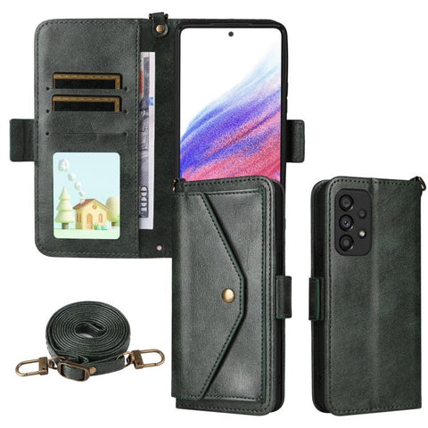 Multi-card Slots Crossbody Cowhide Leather Phone Case, For Samsung Galaxy A53 5G