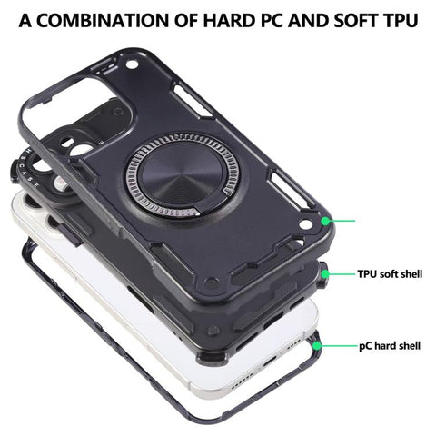 Three-core Mecha 360 Degree Rotation Magnetic Holder Phone Case, For iPhone 12, For iPhone 12 Pro, For iPhone 11