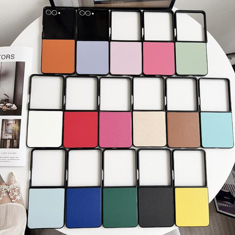 Morandi Solid Color Leather Texture Phone Case, For Samsung Galaxy Z Flip7 5G
