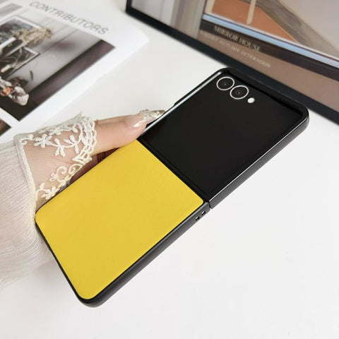 Morandi Solid Color Leather Texture Phone Case, For Samsung Galaxy Z Flip7 5G