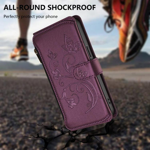 Butterfly Love Flower Multi-card Zipper Wallet Leather Phone Case, For iPhone 13 Pro Max, For iPhone 13 Pro, For iPhone 13 mini, For iPhone 12 / 12 Pro, For iPhone 12 Pro Max, For iPhone 12 mini