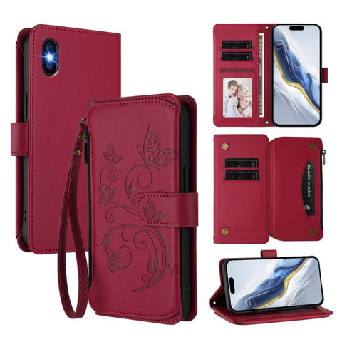 Butterfly Love Flower Multi-card Zipper Wallet Leather Phone Case, For iPhone 11 Pro Max, For iPhone 11, For iPhone 11 Pro, For iPhone X / XS, For iPhone XR, For iPhone XS Max