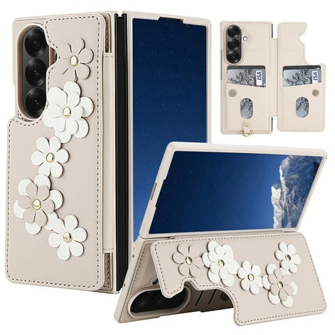 Crossbody Flower Pattern Leather Phone Case, For Galaxy Z Fold8 Ultra 5G, For Samsung Galaxy Z Fold7 5G, For Samsung Galaxy Z Fold5, For Samsung Galaxy Z Fold4