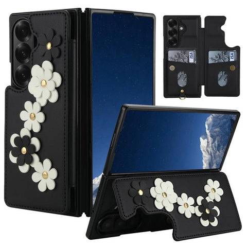 Crossbody Flower Pattern Leather Phone Case, For Galaxy Z Fold8 Ultra 5G, For Samsung Galaxy Z Fold7 5G, For Samsung Galaxy Z Fold5, For Samsung Galaxy Z Fold4