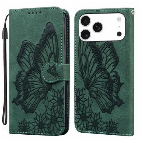 Retro Skin Feel Butterflies Embossing Horizontal Flip Leather Phone Case, For iPhone 18 Pro / 17 Pro, For iPhone 18 Pro Max / 17 Pro Max, For iPhone 17, For iPhone 17 Air