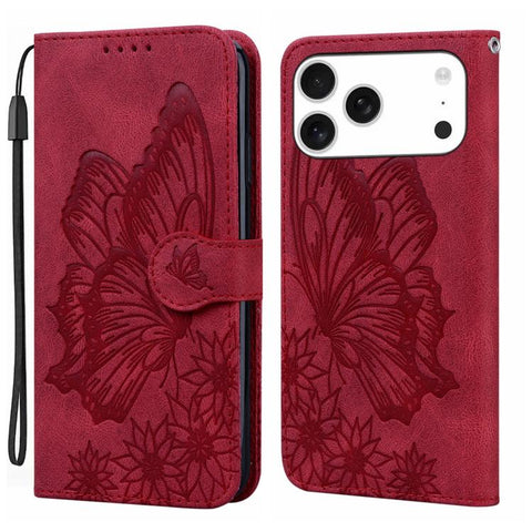 Retro Skin Feel Butterflies Embossing Horizontal Flip Leather Phone Case, For iPhone 18 Pro / 17 Pro, For iPhone 18 Pro Max / 17 Pro Max, For iPhone 17, For iPhone 17 Air