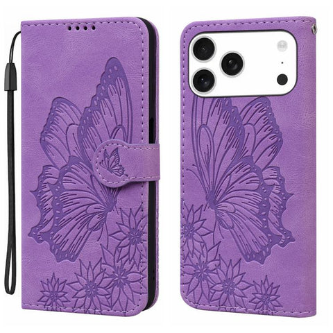 Retro Skin Feel Butterflies Embossing Horizontal Flip Leather Phone Case, For iPhone 18 Pro / 17 Pro, For iPhone 18 Pro Max / 17 Pro Max, For iPhone 17, For iPhone 17 Air