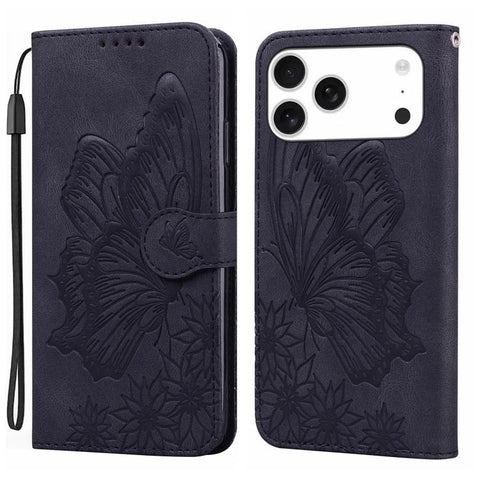 Retro Skin Feel Butterflies Embossing Horizontal Flip Leather Phone Case, For iPhone 18 Pro / 17 Pro, For iPhone 18 Pro Max / 17 Pro Max, For iPhone 17, For iPhone 17 Air