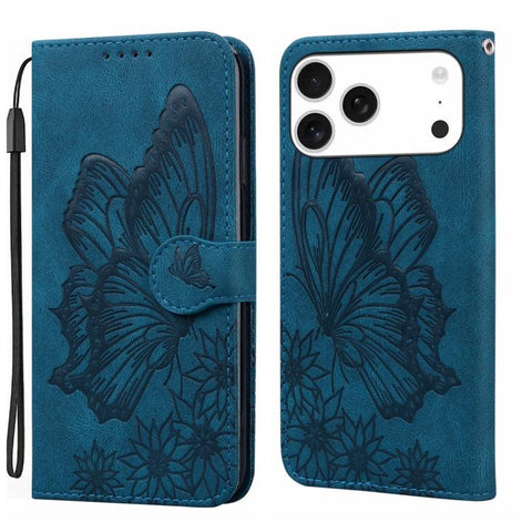 Retro Skin Feel Butterflies Embossing Horizontal Flip Leather Phone Case, For iPhone 18 Pro / 17 Pro, For iPhone 18 Pro Max / 17 Pro Max, For iPhone 17, For iPhone 17 Air