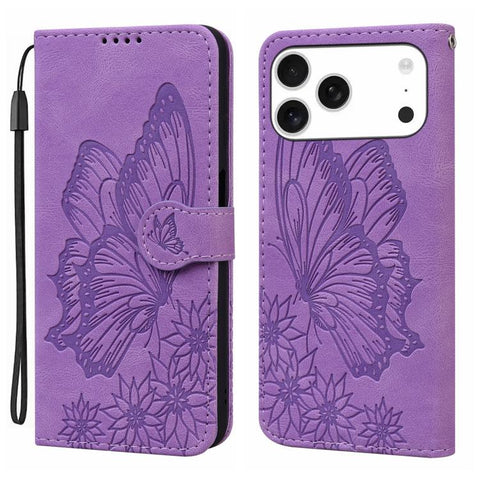 Retro Skin Feel Butterflies Embossing Horizontal Flip Leather Phone Case, For iPhone 18 Pro / 17 Pro, For iPhone 18 Pro Max / 17 Pro Max, For iPhone 17, For iPhone 17 Air