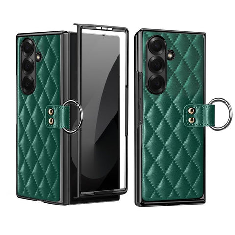 VIETAO Diamond Pattern Metal Ring PU Leather Phone Case, For Galaxy Z Fold8 5G, For Galaxy Z Fold8 Ultra 5G, For Galaxy Z Flip8 5G, For Samsung Galaxy Z Fold7, For Samsung Galaxy Z Flip7