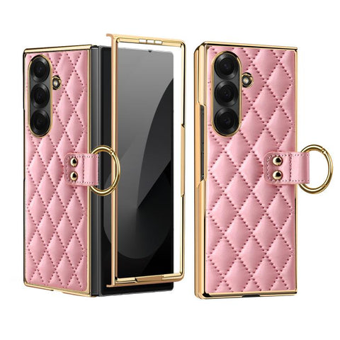 VIETAO Diamond Pattern Metal Ring PU Leather Phone Case, For Galaxy Z Fold8 5G, For Galaxy Z Fold8 Ultra 5G, For Galaxy Z Flip8 5G, For Samsung Galaxy Z Fold7, For Samsung Galaxy Z Flip7