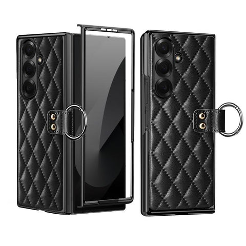VIETAO Diamond Pattern Metal Ring PU Leather Phone Case, For Galaxy Z Fold8 5G, For Galaxy Z Fold8 Ultra 5G, For Galaxy Z Flip8 5G, For Samsung Galaxy Z Fold7, For Samsung Galaxy Z Flip7