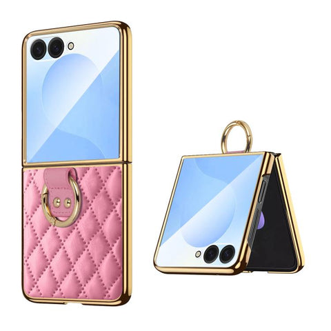 VIETAO Diamond Pattern Metal Ring PU Leather Phone Case, For Galaxy Z Fold8 5G, For Galaxy Z Fold8 Ultra 5G, For Galaxy Z Flip8 5G, For Samsung Galaxy Z Fold7, For Samsung Galaxy Z Flip7