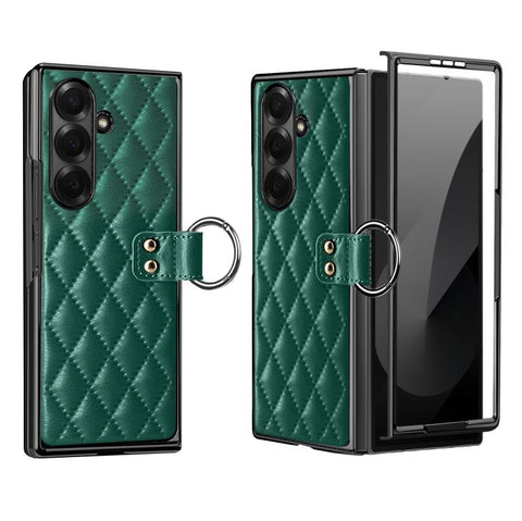VIETAO Diamond Pattern Metal Ring PU Leather Phone Case, For Galaxy Z Fold8 5G, For Galaxy Z Fold8 Ultra 5G, For Galaxy Z Flip8 5G, For Samsung Galaxy Z Fold7, For Samsung Galaxy Z Flip7