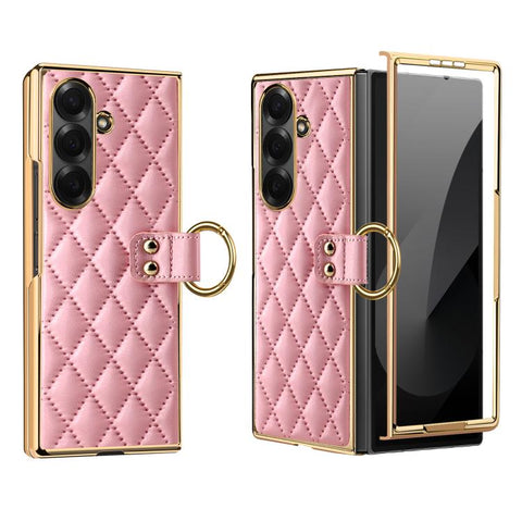 VIETAO Diamond Pattern Metal Ring PU Leather Phone Case, For Galaxy Z Fold8 5G, For Galaxy Z Fold8 Ultra 5G, For Galaxy Z Flip8 5G, For Samsung Galaxy Z Fold7, For Samsung Galaxy Z Flip7