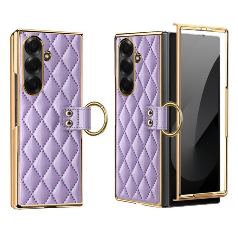 VIETAO Diamond Pattern Metal Ring PU Leather Phone Case, For Galaxy Z Fold8 5G, For Galaxy Z Fold8 Ultra 5G, For Galaxy Z Flip8 5G, For Samsung Galaxy Z Fold7, For Samsung Galaxy Z Flip7