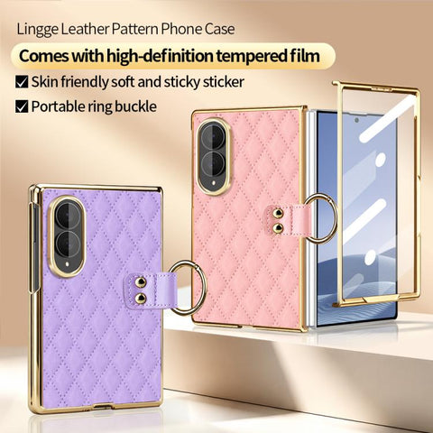 VIETAO Diamond Pattern Metal Ring PU Leather Phone Case, For Galaxy Z Fold8 5G, For Galaxy Z Fold8 Ultra 5G, For Galaxy Z Flip8 5G, For Samsung Galaxy Z Fold7, For Samsung Galaxy Z Flip7