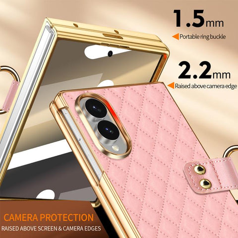 VIETAO Diamond Pattern Metal Ring PU Leather Phone Case, For Galaxy Z Fold8 5G, For Galaxy Z Fold8 Ultra 5G, For Galaxy Z Flip8 5G, For Samsung Galaxy Z Fold7, For Samsung Galaxy Z Flip7