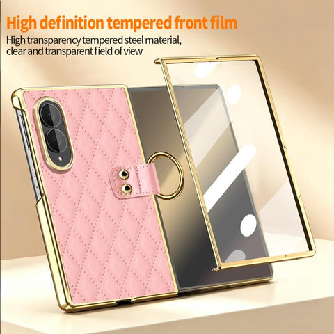 VIETAO Diamond Pattern Metal Ring PU Leather Phone Case, For Galaxy Z Fold8 5G, For Galaxy Z Fold8 Ultra 5G, For Galaxy Z Flip8 5G, For Samsung Galaxy Z Fold7, For Samsung Galaxy Z Flip7