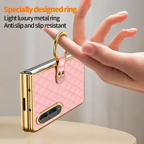 VIETAO Diamond Pattern Metal Ring PU Leather Phone Case, For Galaxy Z Fold8 5G, For Galaxy Z Fold8 Ultra 5G, For Galaxy Z Flip8 5G, For Samsung Galaxy Z Fold7, For Samsung Galaxy Z Flip7