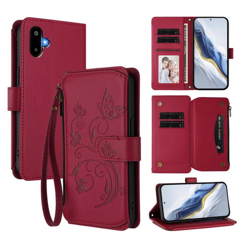 Butterfly Love Flower Multi-card Zipper Wallet Leather Phone Case, For Samsung Galaxy M56 5G, For Samsung Galaxy M16 5G / F16 5G, For Samsung Galaxy M06 5G / F06 5G, For Samsung Galaxy M35 5G, For Samsung Galaxy M55 / C55, For Samsung Galaxy XCover7 Pro