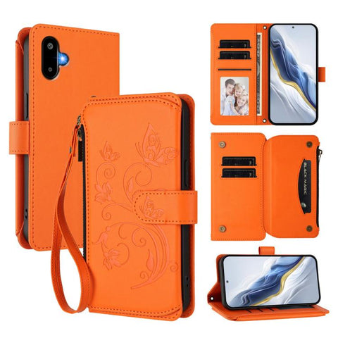 Butterfly Love Flower Multi-card Zipper Wallet Leather Phone Case, For Samsung Galaxy M56 5G, For Samsung Galaxy M16 5G / F16 5G, For Samsung Galaxy M06 5G / F06 5G, For Samsung Galaxy M35 5G, For Samsung Galaxy M55 / C55, For Samsung Galaxy XCover7 Pro