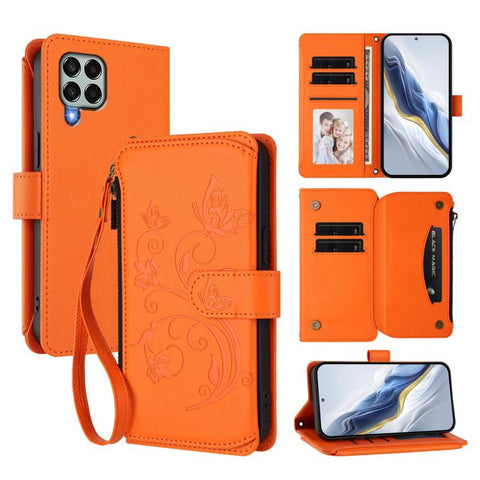 Butterfly Love Flower Multi-card Zipper Wallet Leather Phone Case, For Samsung Galaxy M53 5G, For Samsung Galaxy M33 5G