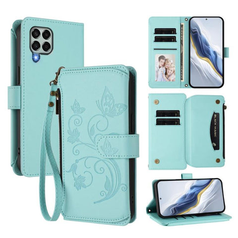 Butterfly Love Flower Multi-card Zipper Wallet Leather Phone Case, For Samsung Galaxy M53 5G, For Samsung Galaxy M33 5G