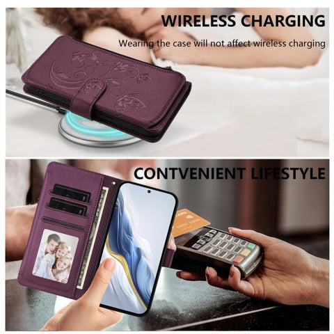 Butterfly Love Flower Multi-card Zipper Wallet Leather Phone Case, For Samsung Galaxy M53 5G, For Samsung Galaxy M33 5G