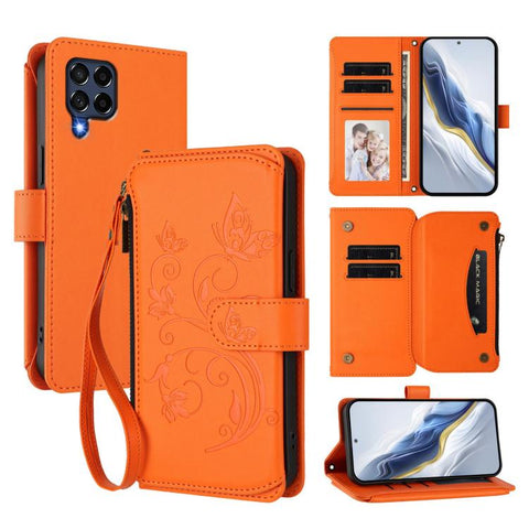 Butterfly Love Flower Multi-card Zipper Wallet Leather Phone Case, For Samsung Galaxy M53 5G, For Samsung Galaxy M33 5G