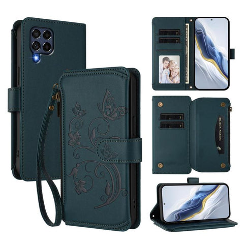 Butterfly Love Flower Multi-card Zipper Wallet Leather Phone Case, For Samsung Galaxy M53 5G, For Samsung Galaxy M33 5G