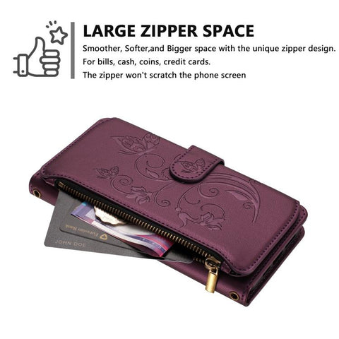 Butterfly Love Flower Multi-card Zipper Wallet Leather Phone Case, For Samsung Galaxy M56 5G, For Samsung Galaxy M16 5G / F16 5G, For Samsung Galaxy M06 5G / F06 5G, For Samsung Galaxy M35 5G, For Samsung Galaxy M55 / C55, For Samsung Galaxy XCover7 Pro
