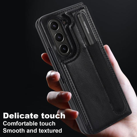 Full Coverage Fold Double Buckle PU Phone Case with Pen Slots, For Galaxy Z Fold8 Ultra 5G, For Samsung Galaxy Z Fold7